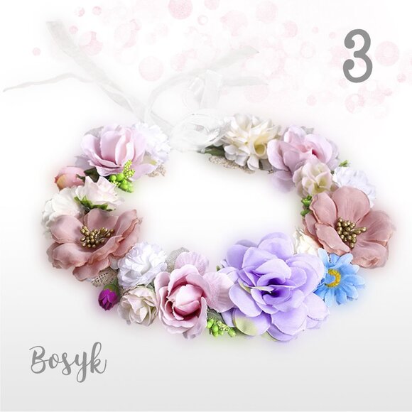 Dusty Rose Blush Baby Pink Ivory Lilac Flower Girl Crown-Spring floral Girl Halo - Picture 4 of 10